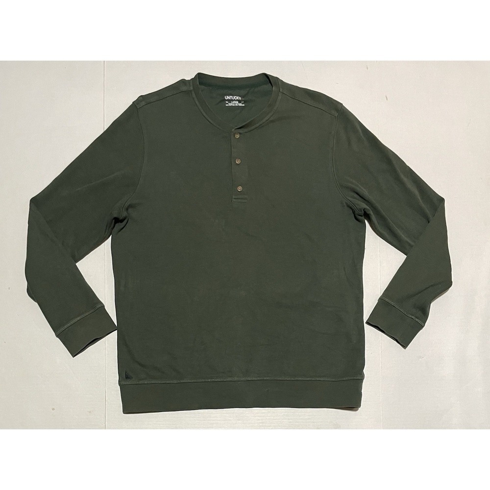 UNTUCKit Veneroso‎ Henley Sweatshirt Men Large Green Pullover Long Sleeve Casual